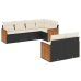 Set de comedor de jardín 7 pzas y cojines ratán sintético negro