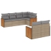 Set sofás de jardín 7 piezas y cojines ratán sintético beige
