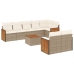 Set de sofás de jardín 9 pzas con cojines ratán sintético beige