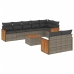 Set de muebles de jardín 9 pzas y cojines ratán sintético gris