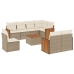 Set de sofás de jardín 9 pzas con cojines ratán sintético beige