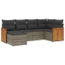 Set de muebles de jardín 6 pzas y cojines ratán sintético gris