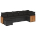 Set de comedor de jardín 7 pzas y cojines ratán sintético negro