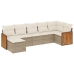 Set sofás de jardín 7 piezas y cojines ratán sintético beige