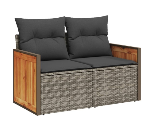 Set de sofás de jardín 8 pzas y cojines ratán sintético gris