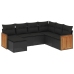 Set de comedor de jardín 7 pzas y cojines ratán sintético negro