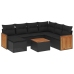 Set de sofás de jardín 8 piezas y cojines ratán sintético negro