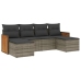 Set de muebles de jardín 6 pzas y cojines ratán sintético gris