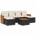 Set de comedor de jardín 7 pzas y cojines ratán sintético negro