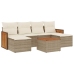 Set sofás de jardín 7 piezas y cojines ratán sintético beige