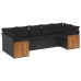 Set de comedor de jardín 7 pzas y cojines ratán sintético negro