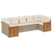 Set sofás de jardín 7 piezas y cojines ratán sintético beige