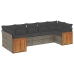 Set de sofás de jardín 7 piezas con cojines ratán PE gris