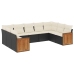 Set de sofás de jardín 8 piezas y cojines ratán sintético negro