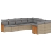 Set de sofás de jardín 9 pzas con cojines ratán sintético beige