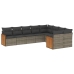 Set de muebles de jardín 9 pzas y cojines ratán sintético gris