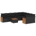 Set de sofás de jardín 10 pzas cojines ratán sintético negro