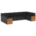 Set de sofás de jardín 10 pzas cojines ratán sintético negro