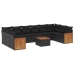 Set de sofás de jardín 11 pzas y cojines ratán sintético negro