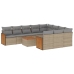 Set de sofás de jardín 11pzas con cojines ratán sintético beige
