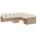Set de sofás de jardín 11pzas con cojines ratán sintético beige