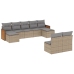 Set de sofás de jardín 9 pzas con cojines ratán sintético beige