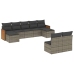 Set de muebles de jardín 9 pzas y cojines ratán sintético gris