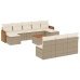 Set de sofás de jardín 11pzas con cojines ratán sintético beige