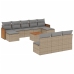 Set de sofás de jardín 11pzas con cojines ratán sintético beige