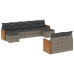 Set de muebles de jardín 9 pzas y cojines ratán sintético gris