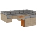 Set de sofás de jardín y cojines 13 pzas ratán sintético beige