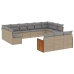 Set de sofás de jardín y cojines 13 pzas ratán sintético beige
