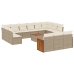 Set de sofás de jardín y cojines 14 pzas ratán sintético beige