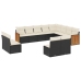 Set de sofás de jardín y cojines 12 pzas ratán sintético negro