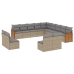 Set sofás de jardín con cojines 13 pzas ratán sintético beige