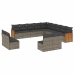 Set sofás de jardín con cojines 13 piezas ratán sintético gris