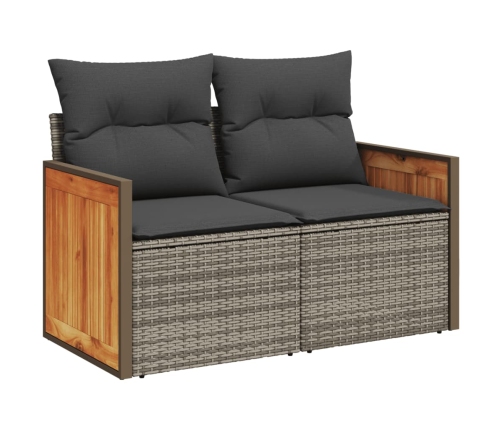 Set sofás de jardín con cojines 13 piezas ratán sintético gris