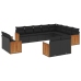 Set de sofás de jardín 12 piezas cojines ratán sintético negro
