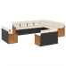 Set de sofás de jardín 12 piezas cojines ratán sintético negro