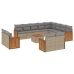 Set sofás de jardín con cojines 13 pzas ratán sintético beige