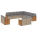 Set sofás de jardín con cojines 13 pzas ratán sintético beige