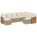 Set de sofás de jardín 9 pzas con cojines ratán sintético beige