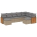 Set de sofás de jardín 9 pzas con cojines ratán sintético beige