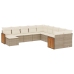 Set de sofás de jardín 11pzas con cojines ratán sintético beige