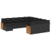 Set de sofás de jardín 12 piezas cojines ratán sintético negro