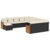 Set de sofás de jardín 12 piezas cojines ratán sintético negro