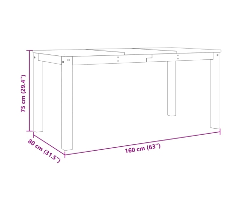 vidaXL Mesa de comedor Panama madera maciza de pino 160x80x75 cm