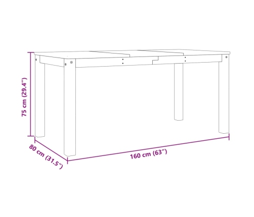 Mesa de comedor Panama madera maciza de pino gris 160x80x75 cm