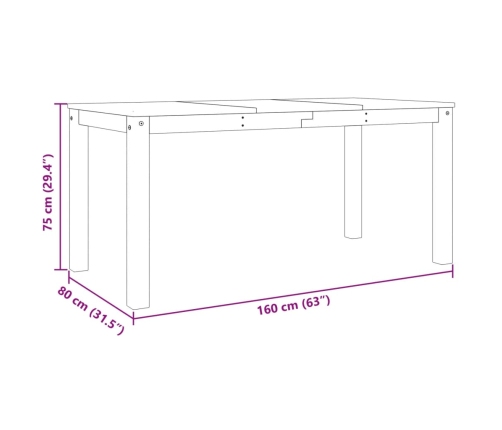 Mesa de comedor Panama madera maciza pino blanco 160x80x75 cm