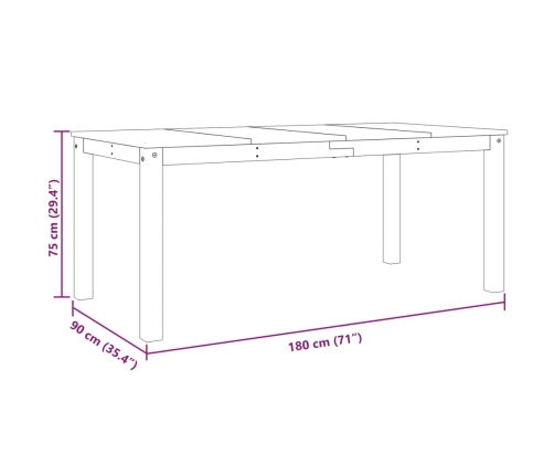 Mesa de comedor Panama madera maciza de pino gris 180x90x75 cm